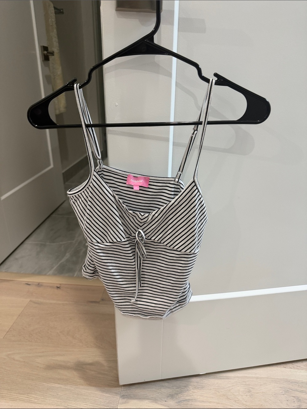 Edikted Black & White Striped Tie-Front Cami
